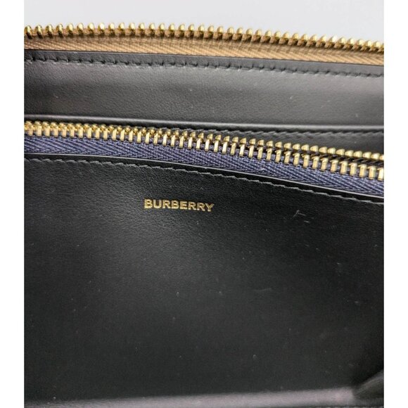 Burberry Check Zip Around Leather Wallet Dark Blue 8084516 - Picture 8 of 11